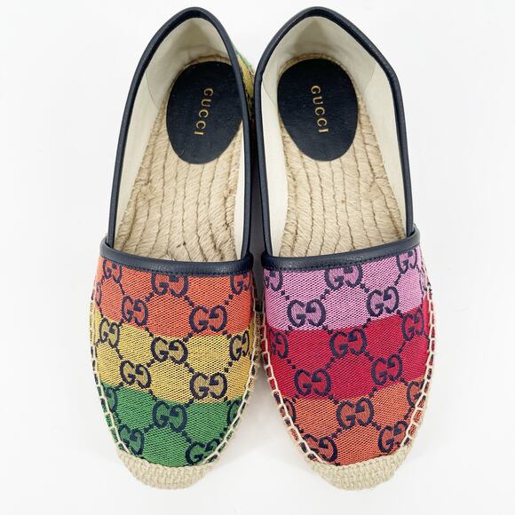 Gucci | Shoes | Gucci Rainbow Pilar Gg Supreme Canvas  GUCCI Rainbow PILAR GG SUPREME Canvas Espadrilles Flats Shoes EU 6.5 US.